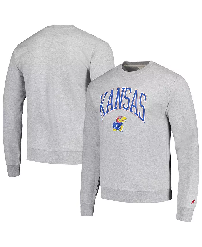

Мужская толстовка с капюшоном Heather Gray Distressed Kansas Jayhawks Tall Arch Essential League Collegiate Wear