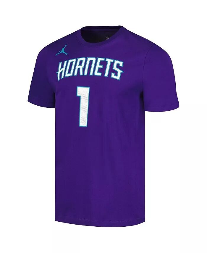 Мужская футболка LaMelo Ball Purple Charlotte Hornets 2022/23 Statement Edition с именем и номером Jordan — фото 2