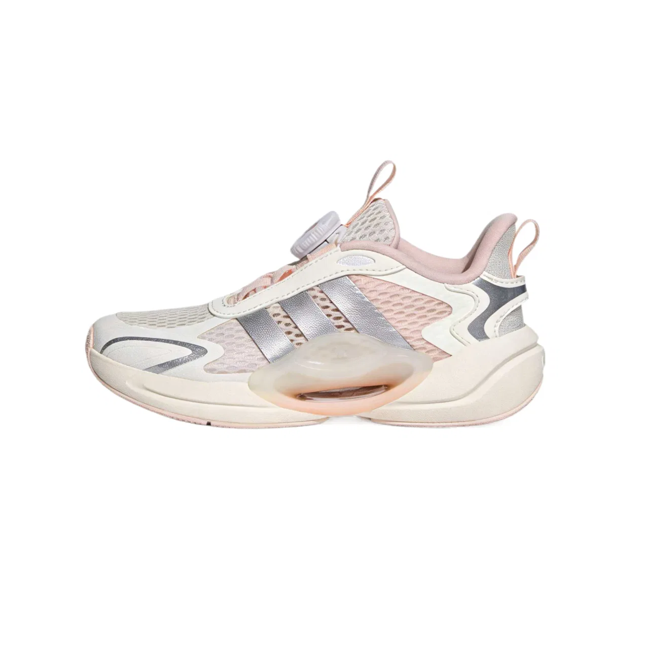 Кроссовки детские из искусственной кожи и текстиля Low top Adidas, Bright White/Metallic Silver/Wonder Quartz