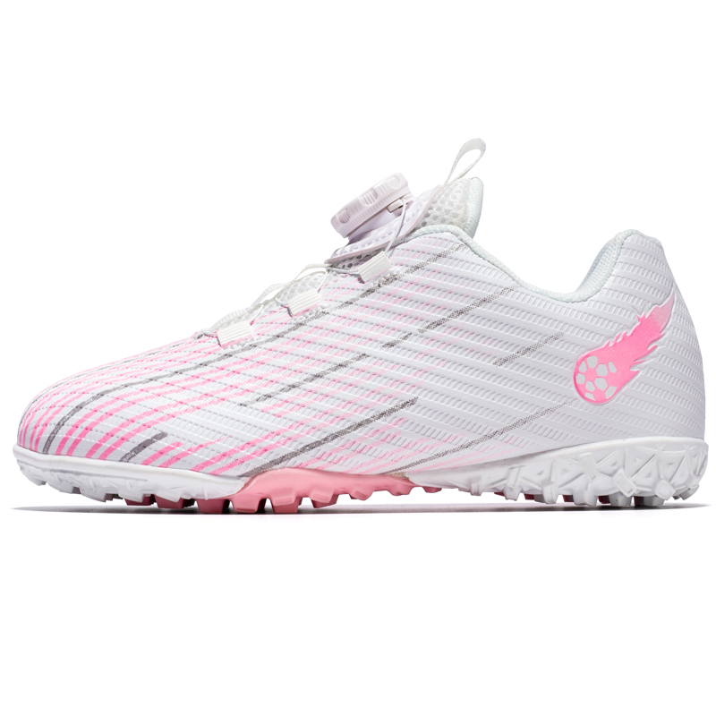 

Нескользящие и износостойкие легкие низкие детские футбольные бутсы для детей Kuding, белый/розовый