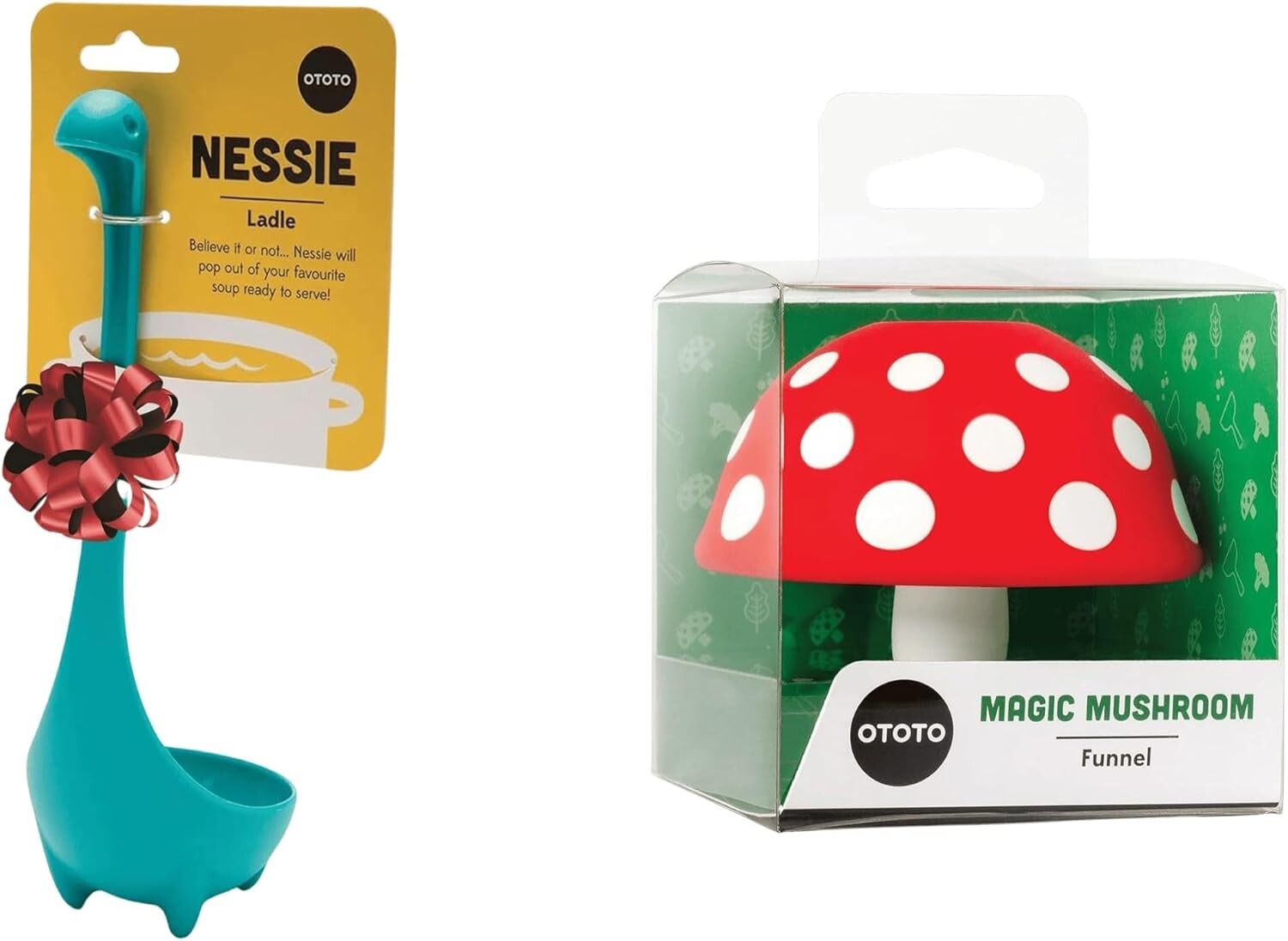 

Комплект из 2!!! Nessie Turquoise Original Nessie Ladle от OTOTO - Половник для супа + гриб - Складная кухонная воронка