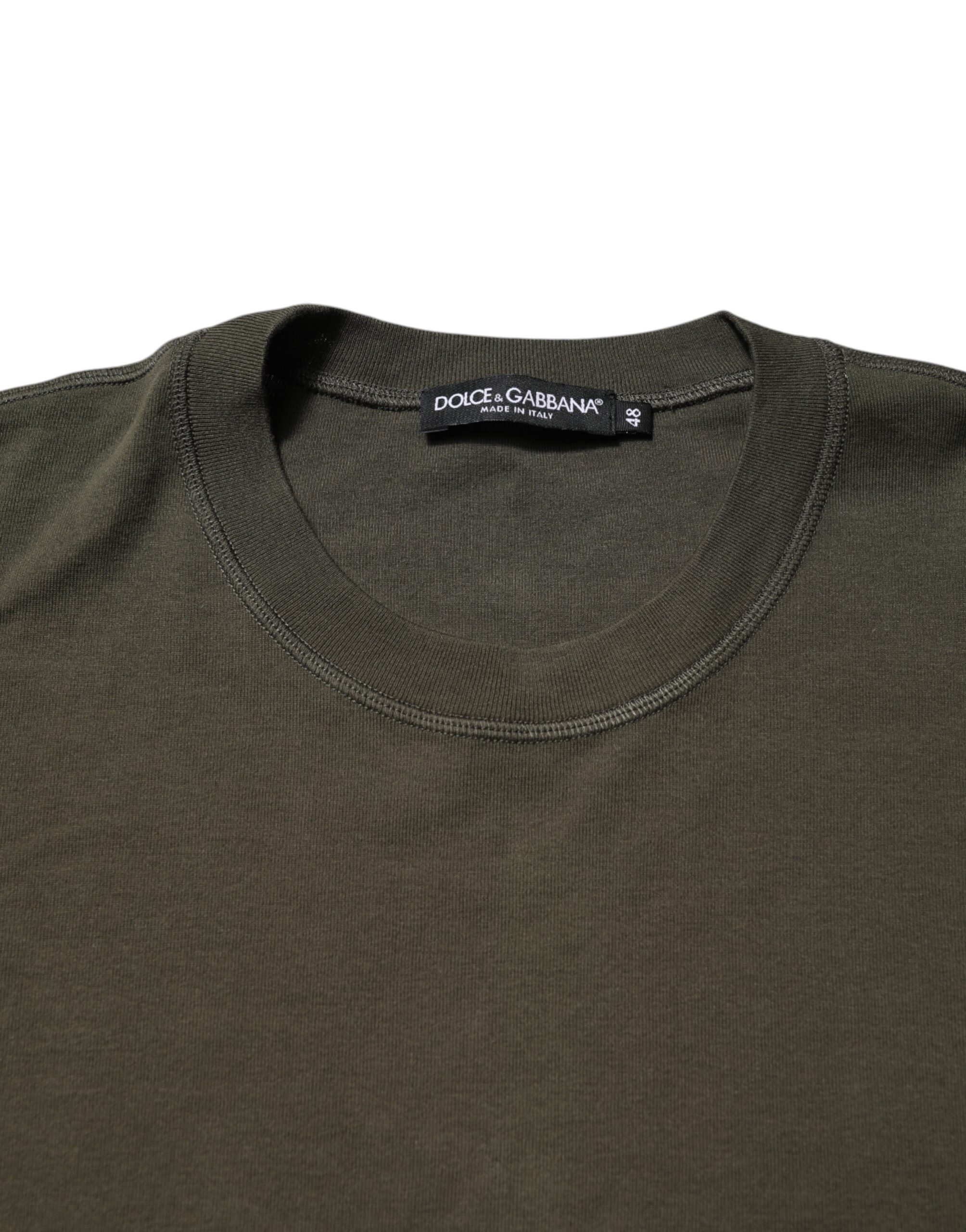 Темно-зеленая футболка с длинными рукавами и круглым вырезом Dolce & Gabbana, Dark Green — фото 4
