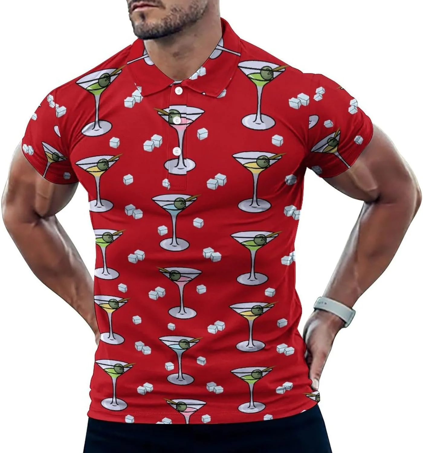 Футболка Martini Glass Pattern, мужская, с коротким рукавом, Dry Fit