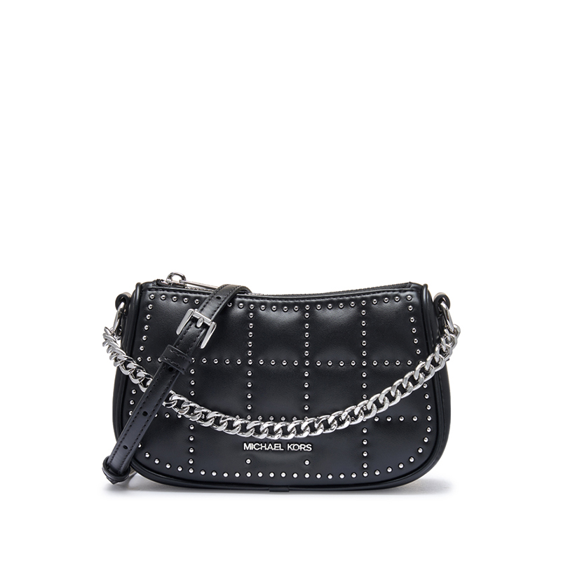 

MICHAEL KORS Кармела искусственная кожа наплечная сумка седло кроссбоди маленькая женская черная, Black 001