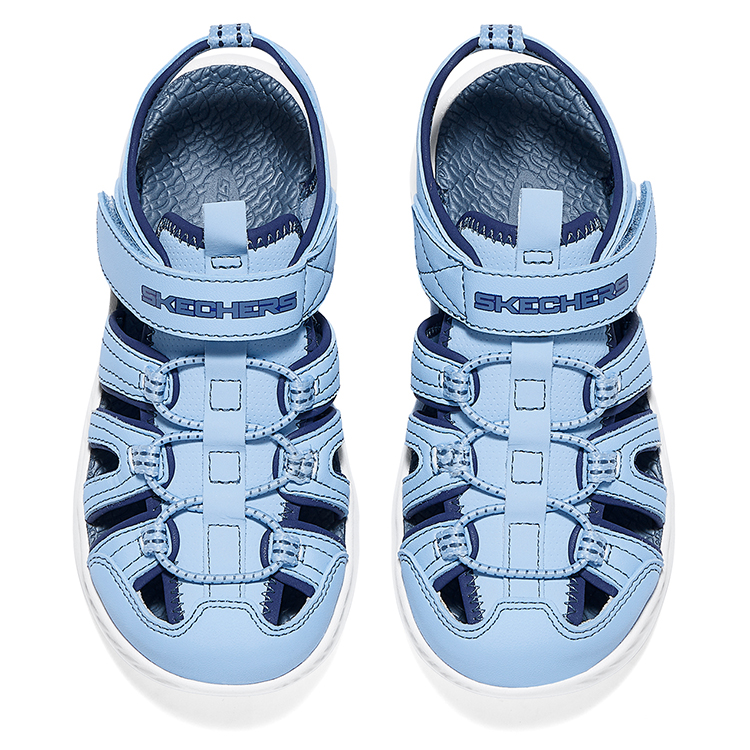 Skechers Kids Детские сандалии с низким верхом, нескользящие, износостойкие, дышащие, быстросохнущие, светло-голубые, для подростков — фото 4