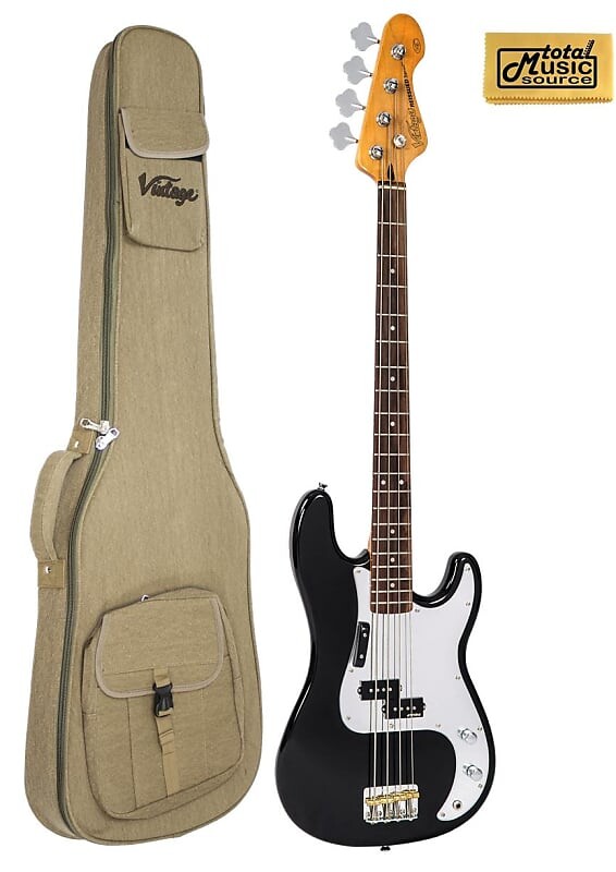 

Басс гитара Vintage V4 ReIssued Bass Guitar,Black High Gloss W/ Mirror Scratchplate, W/ Gig