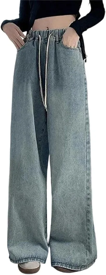 

Женские джинсы с высокой талией и широкими штанинами