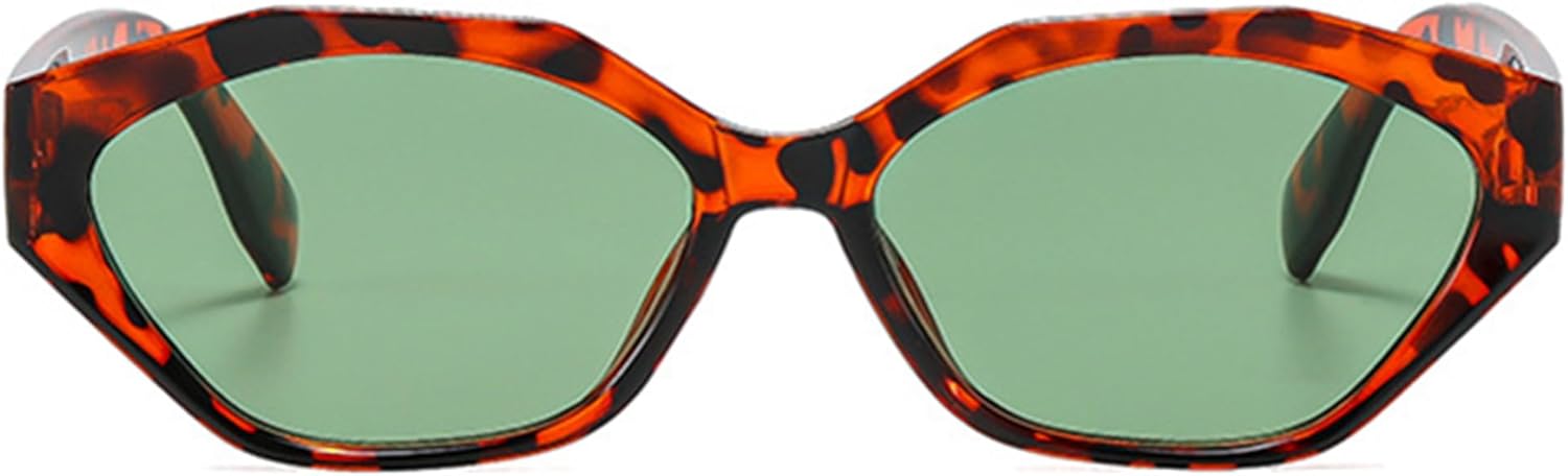 

bullabulling Модные солнцезащитные очки Polygon Cat Eye для женщин, ретро-очки с леопардовым принтом, маленькие солнцезащитные очки UV400 для мужчин, трендовые солнцезащитные очки, Leopard Green