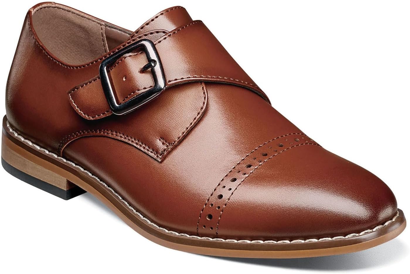 Детские туфли-монки Stacy Adams Boys Desmond Cap-Toe Monk Strap, Cognac — фото 2