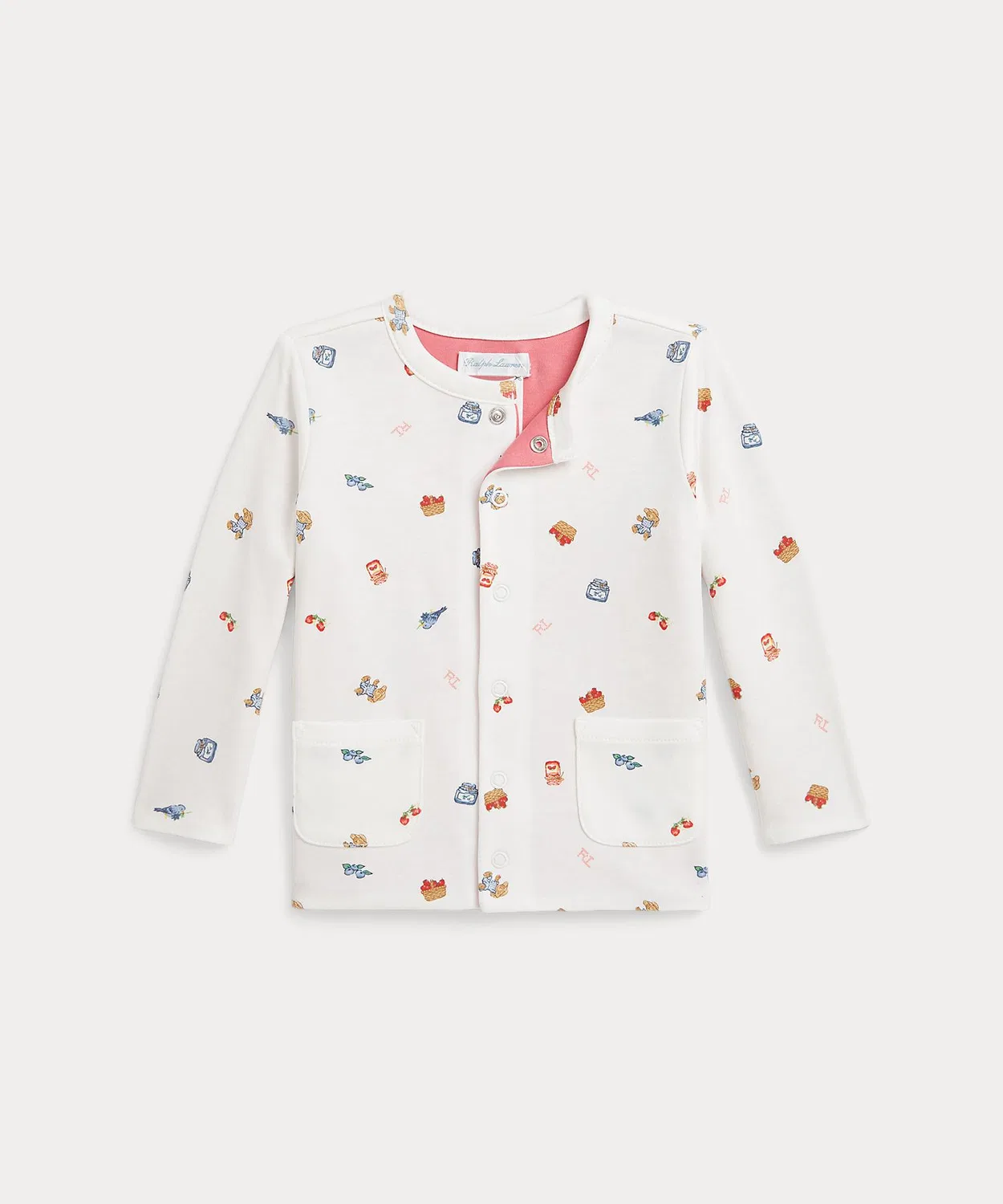 Детская куртка Polo Ralph Lauren Bear reversible cotton jacket розовая