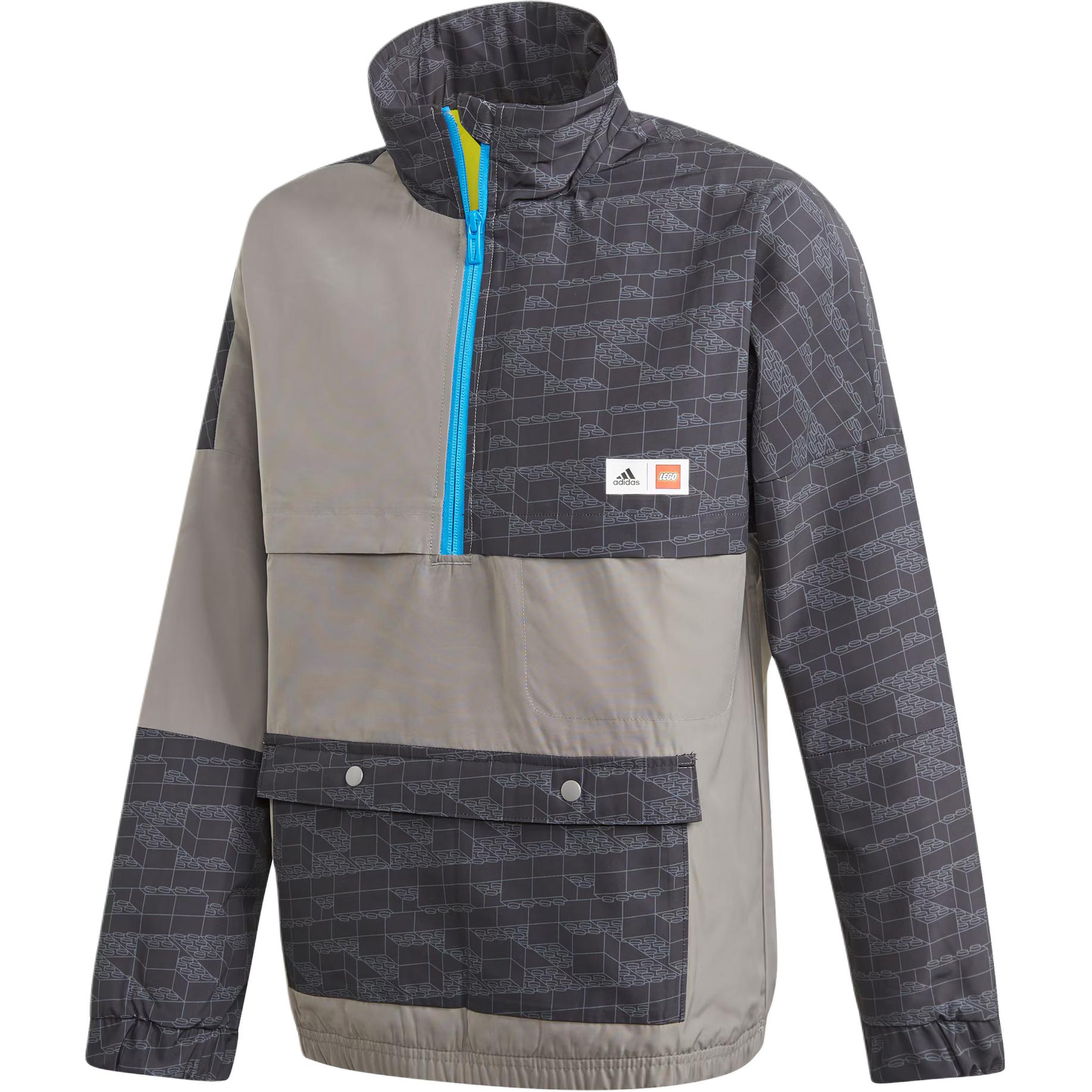 Анорак детский Adidas х Classic Lego Bricks Half-zip Warm, черная/мистик-серый — фото 2