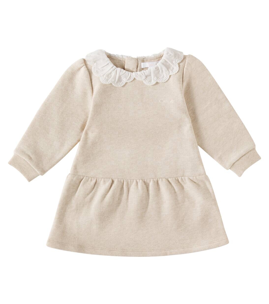 

Детское хлопковое платье Chloé Kids, цвет beige marl