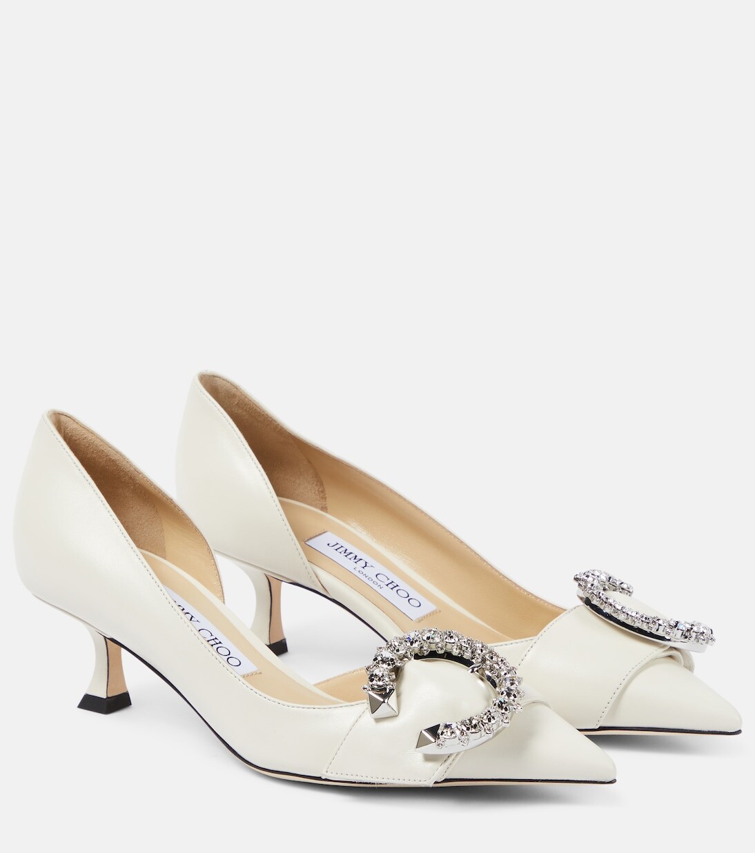 Кожаные туфли melva 50 с украшением Jimmy Choo, белый