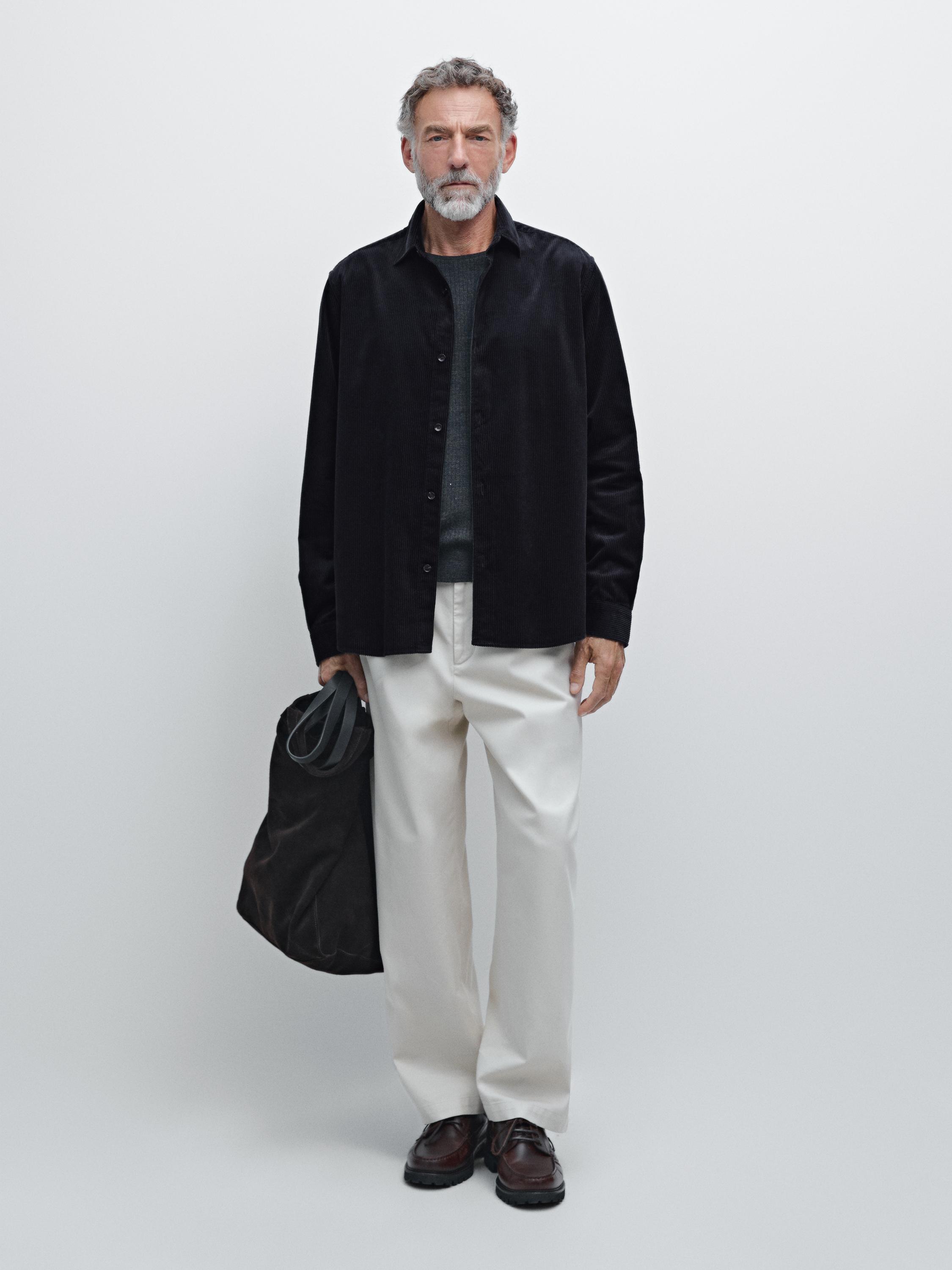 

Вельветовая рубашка стандартного кроя Massimo Dutti, темно-синий