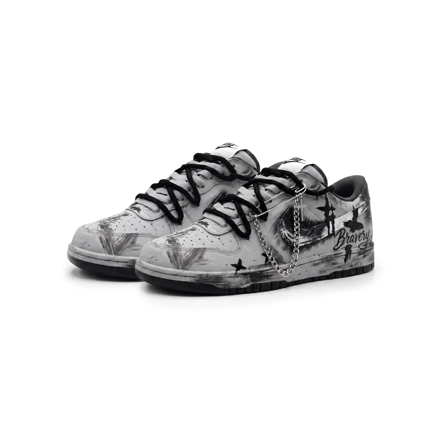 Кроссовки кожаные Nike Dark Gray — фото 4