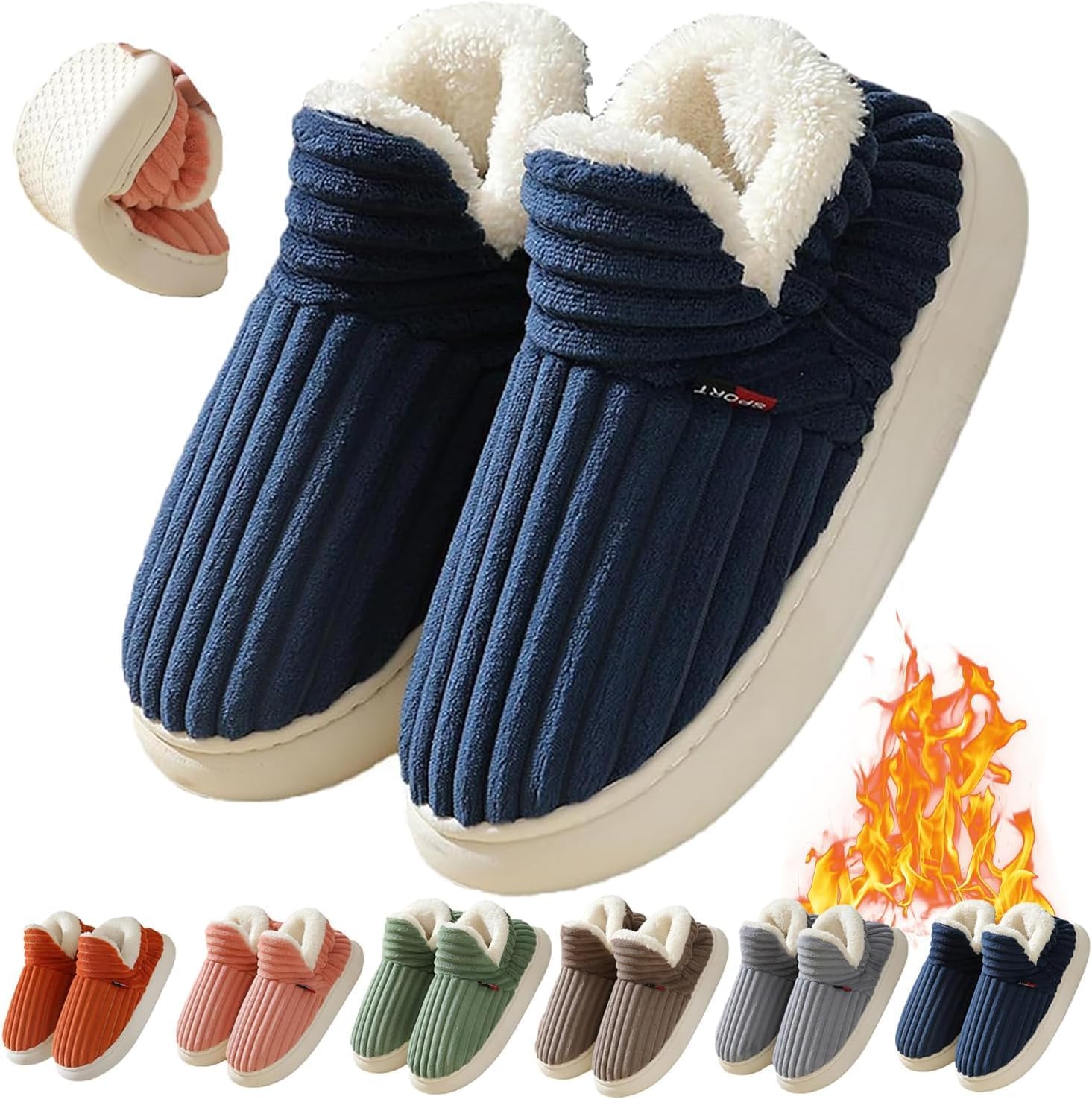 

Тапочки-ботиночки Pluffi, новинка 2025 года. Уютные стильные тапочки, комфортные тапочки Pluffi, теплые тапочки с плюшевой подкладкой для женщин и мужчин Podafu, синий