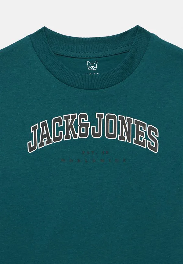 Футболка jjecaleb в университетском стиле с принтом на воротнике Jack & Jones Junior, Atlantic Deep — фото 3