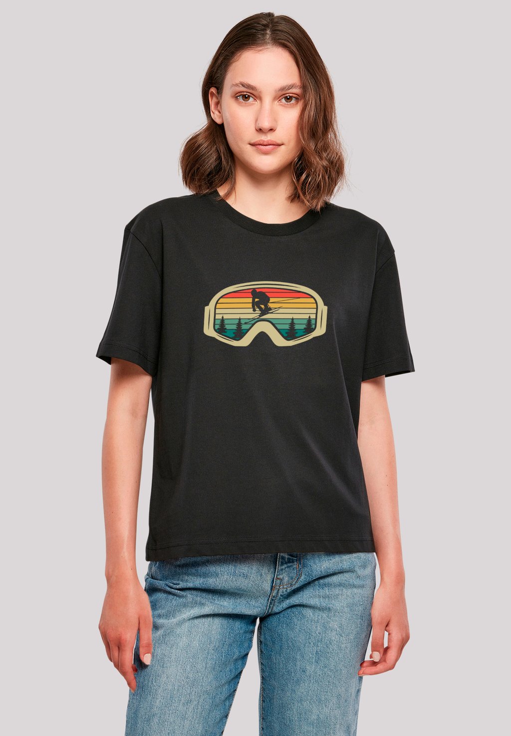 

Футболка с принтом RETRO SKIBRILLE WINTER F4NT4STIC, черный