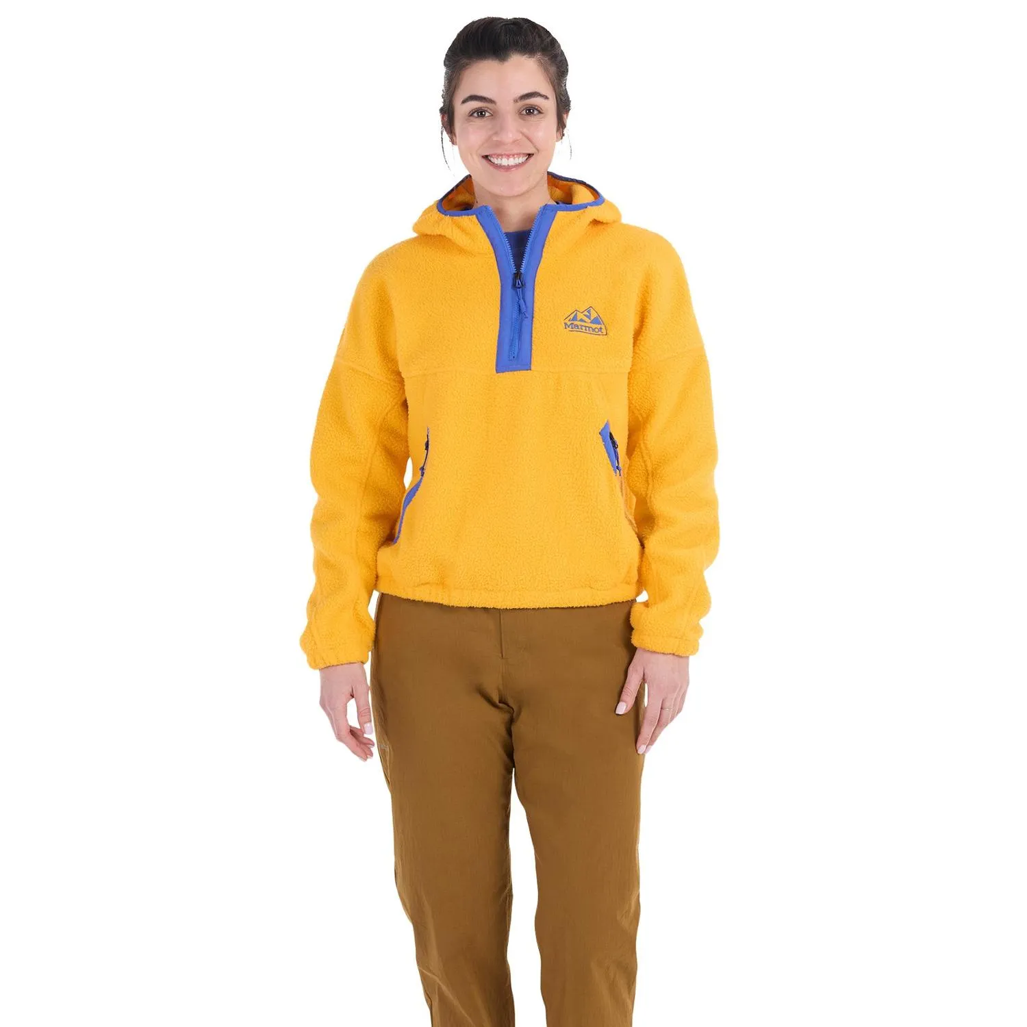 

Флисовое худи Super Aros женское Marmot, Golden Sun/Trail Blue
