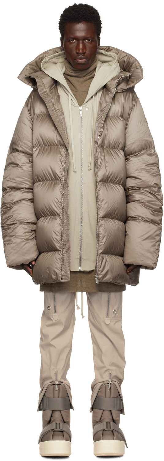 

Moncler + Серая куртка Cyclopic с капюшоном Rick Owens