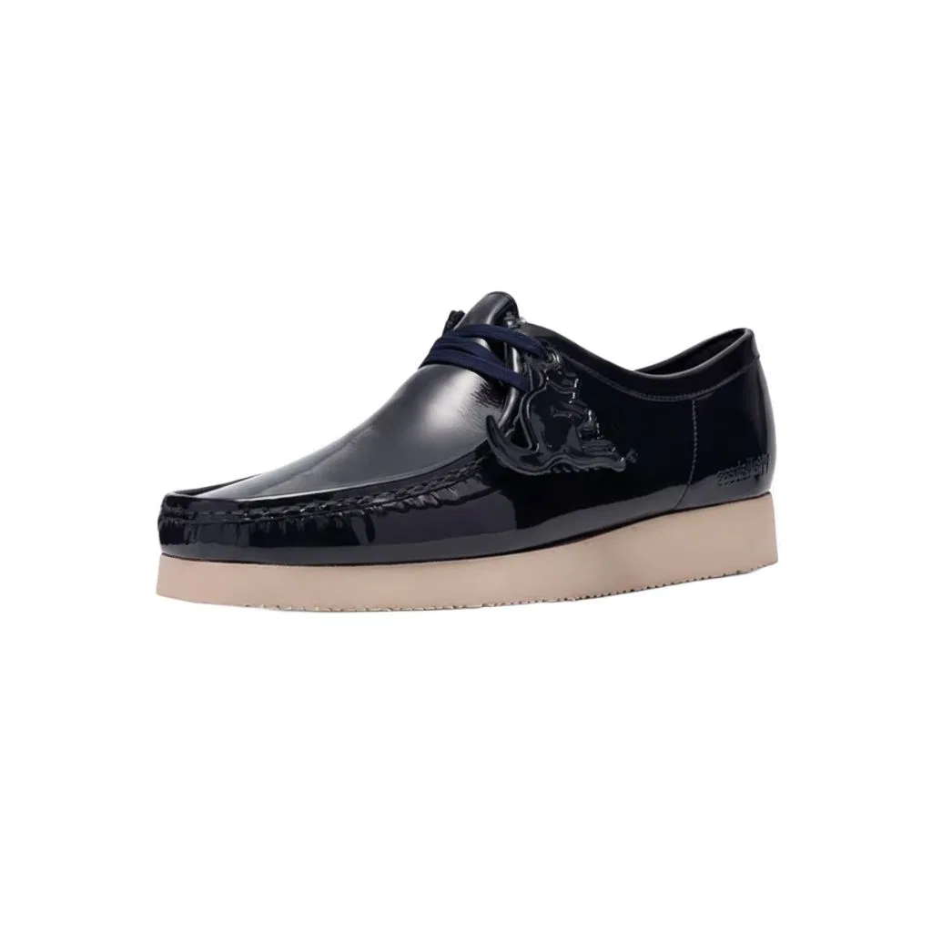 Casual кожаные туфли Clarks Wallabee 2604 темно-синие — фото 3