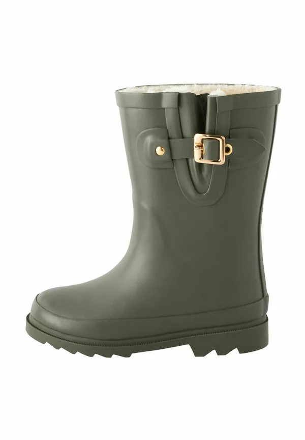Теплые резиновые сапоги с пряжкой, стандартного кроя. Next, Khaki Green