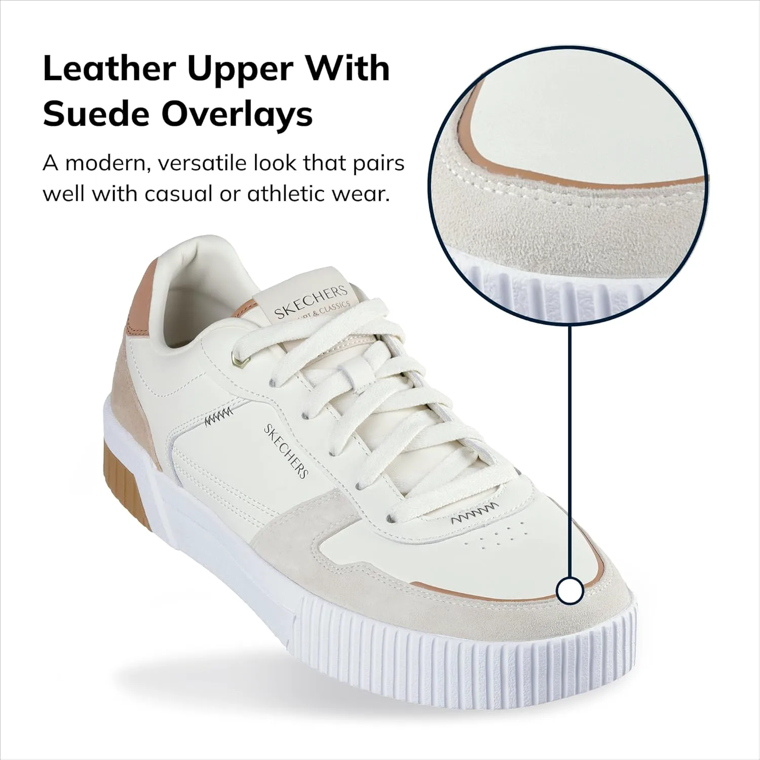 Мужские кроссовки Skechers Jade Kovos из кожи и замши на шнуровке, коричневый — фото 2