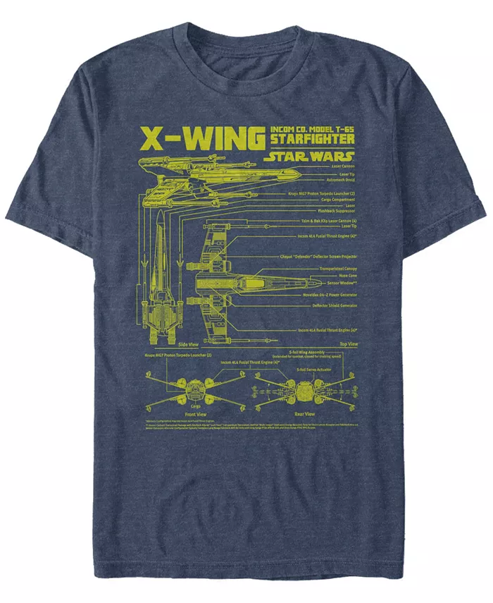 

Футболка мужская с коротким рукавом Star Wars X-Wing Starfighter Model Fifth Sun, синий