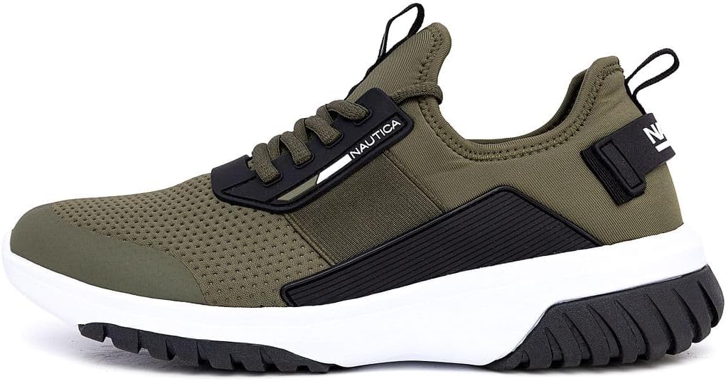 Мужские кроссовки Nautica: спортивные, удобные, повседневные обувь на шнуровке для ходьбы, черный/оливковый — фото 2