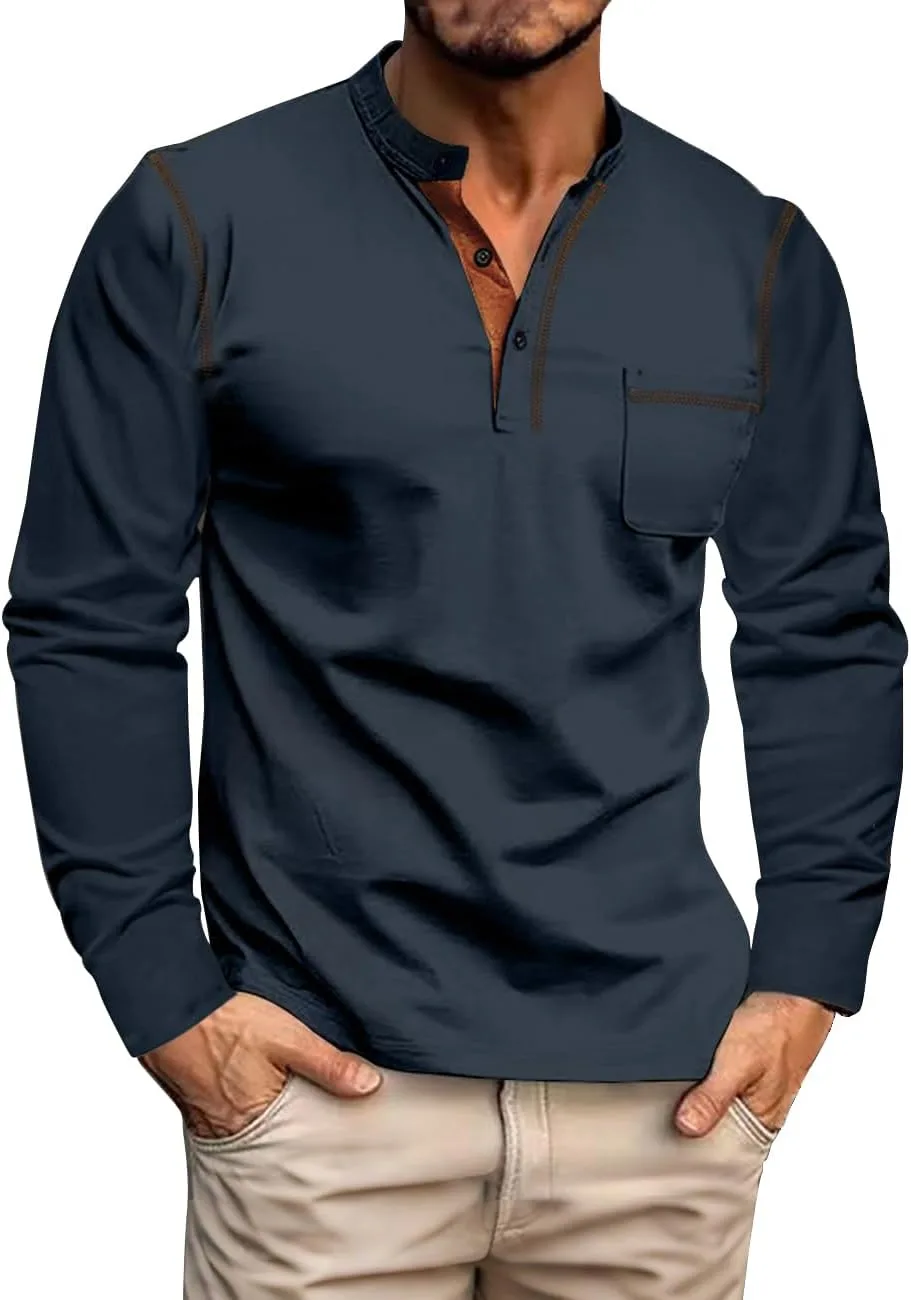 

Мужская футболка с длинным рукавом Slim Fit Mandarin LUORUAN