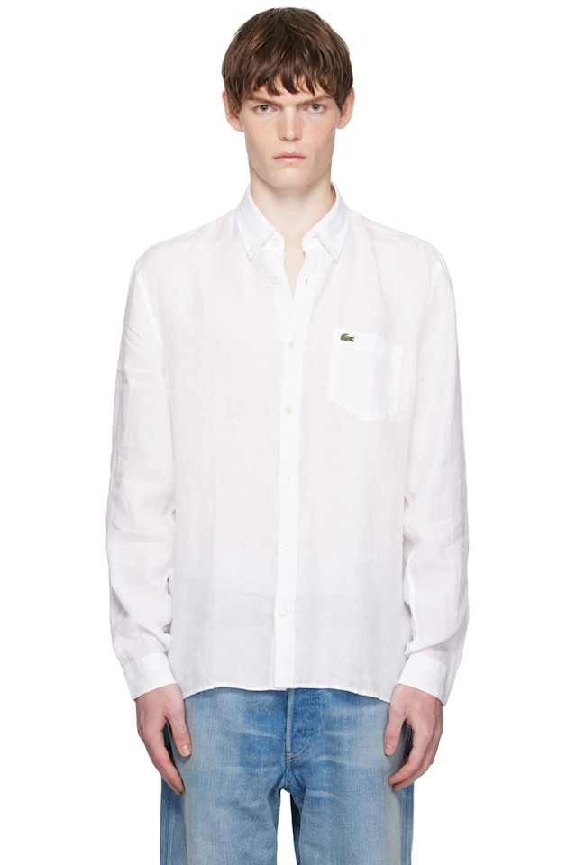 

Льняная рубашка стандартного кроя Lacoste, белый