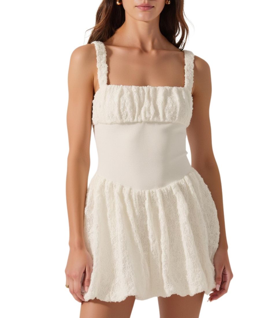 

Женское мини-платье из трикотажа букле, силуэт "приталенное и расклешенное" Modenaire, Light beige