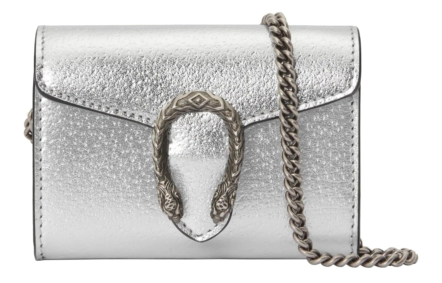 

Сумка через плечо Gucci Dionysus из металлизированной кожи, серебристая