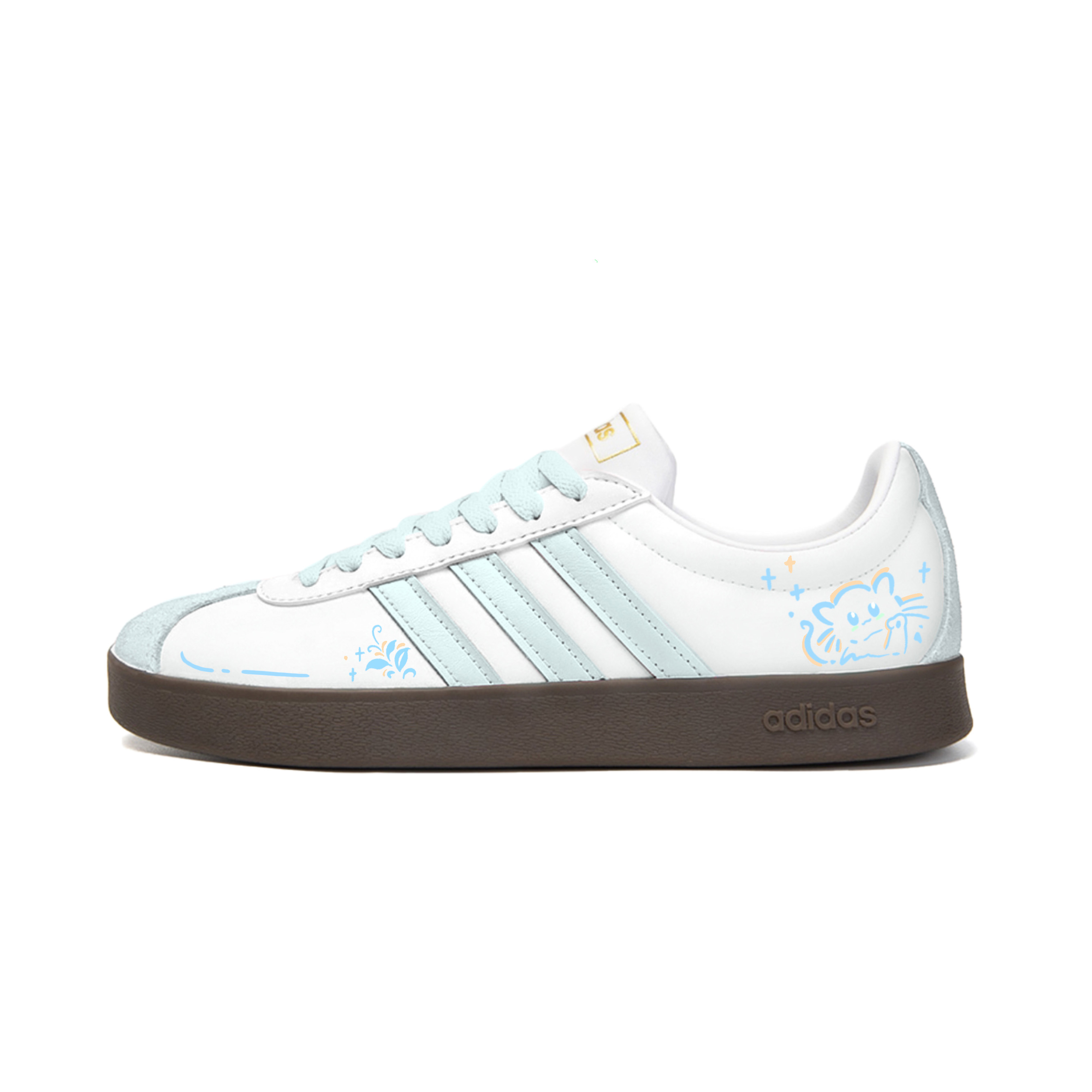 

Adidas Кроссовки для скейтбординга VL Court Classic Star Joy Manufacturing, с амортизацией Blue Sugar Mist, износостойкие низкие