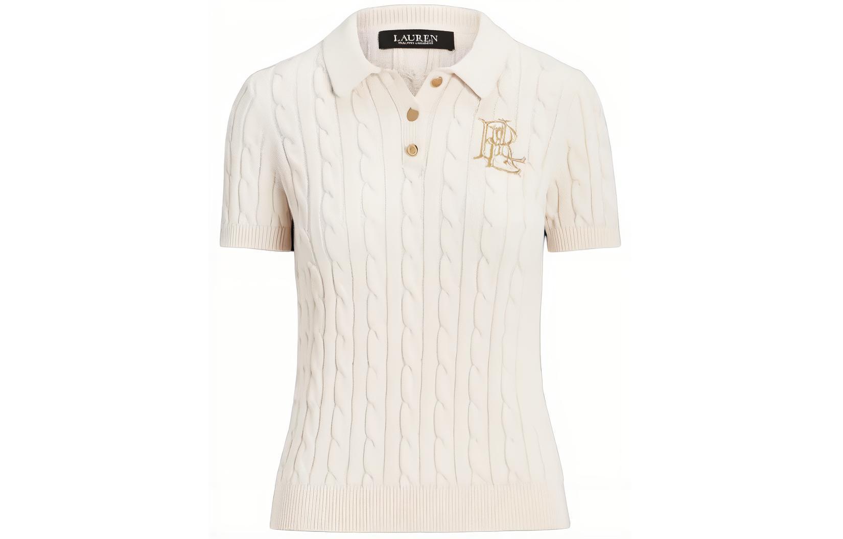 

Топ-поло Lauren Ralph Lauren Cable Tread Polo Ralph Lauren, Ecru