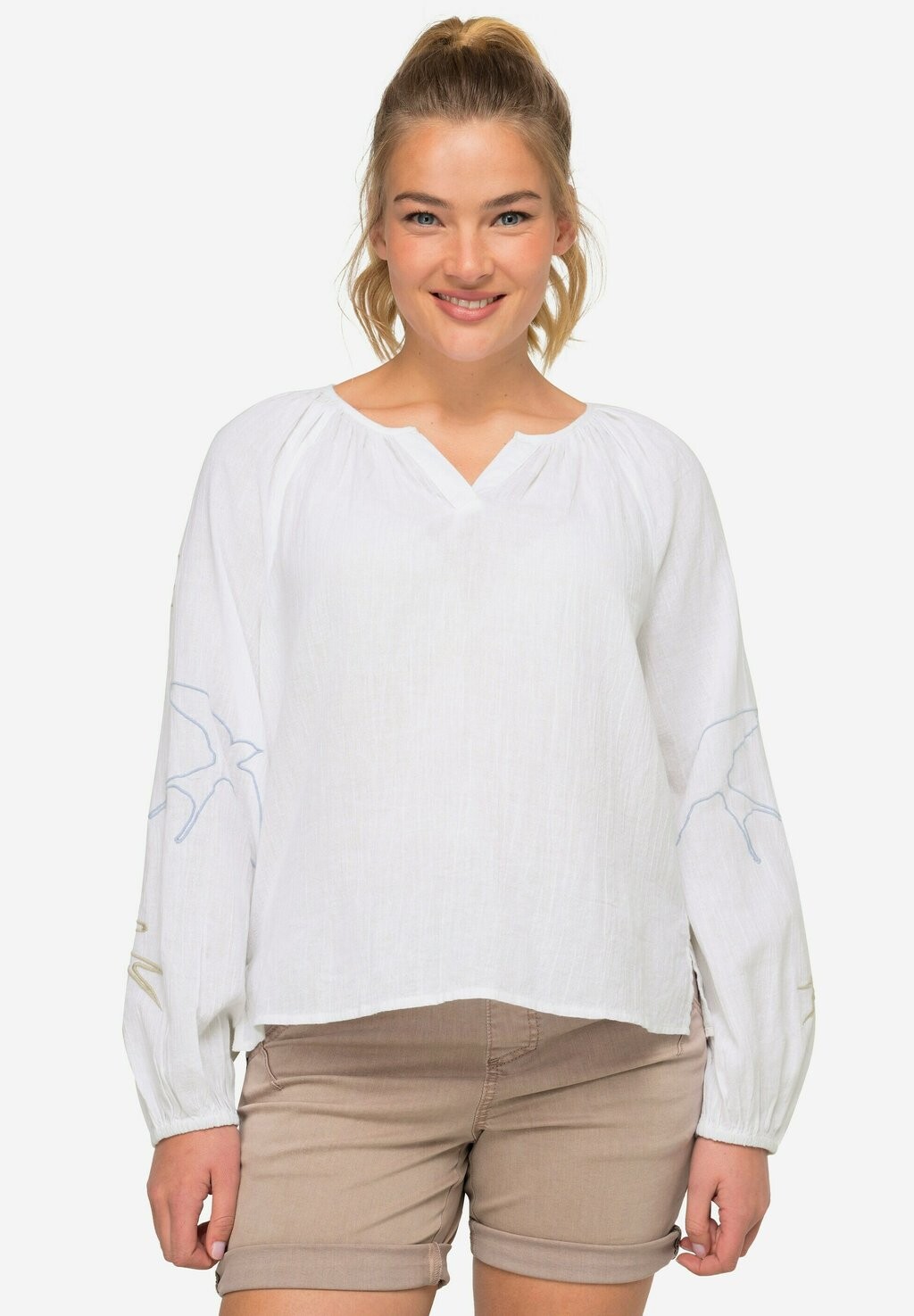 

Блуза VOGEL-STICKEREI AUSSCHNITT RAGLAN-LANGARM LAURASØN, белый
