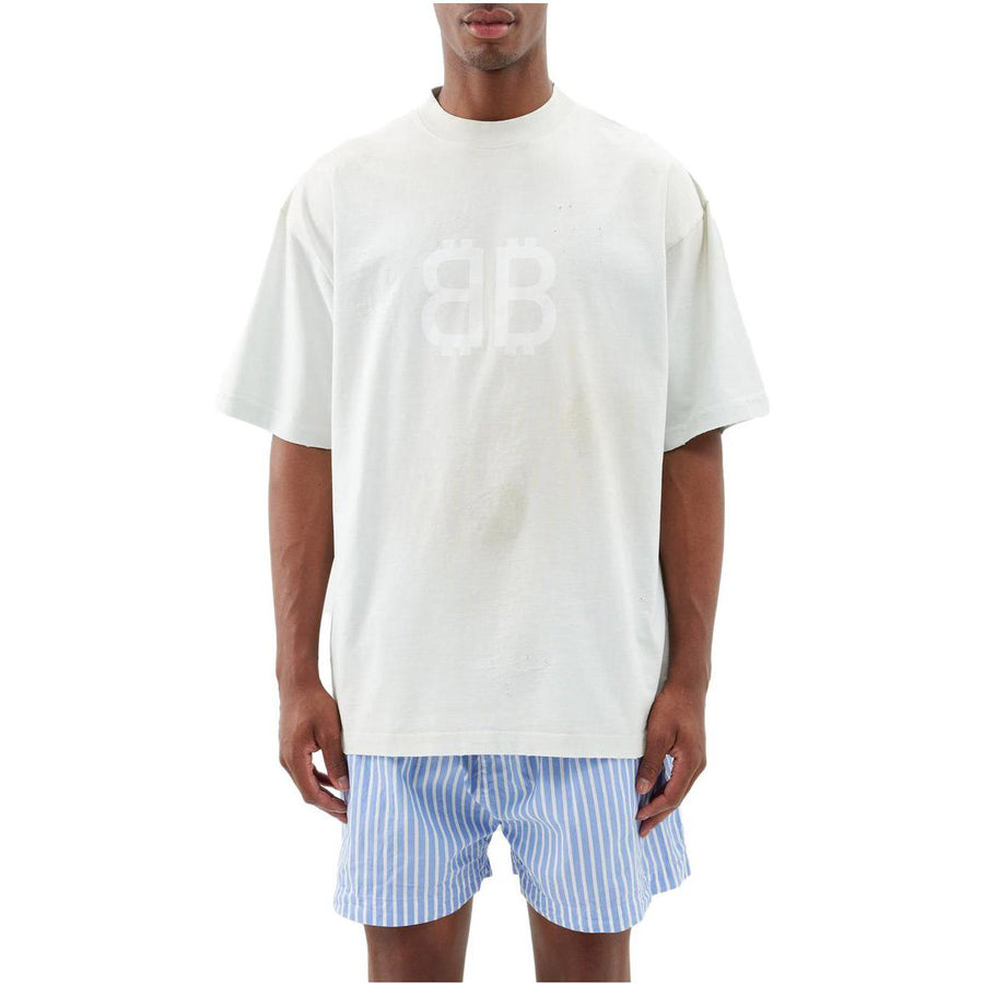 Футболка Balenciaga BB Paris Strass T-shirt Medium Fit 'Dirty White', белый — фото 3