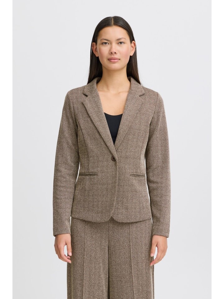 

Блейзер ICHI Kurzblazer IHKATE JACQUARD BL4 20121600 moderner Blazer, коричневый