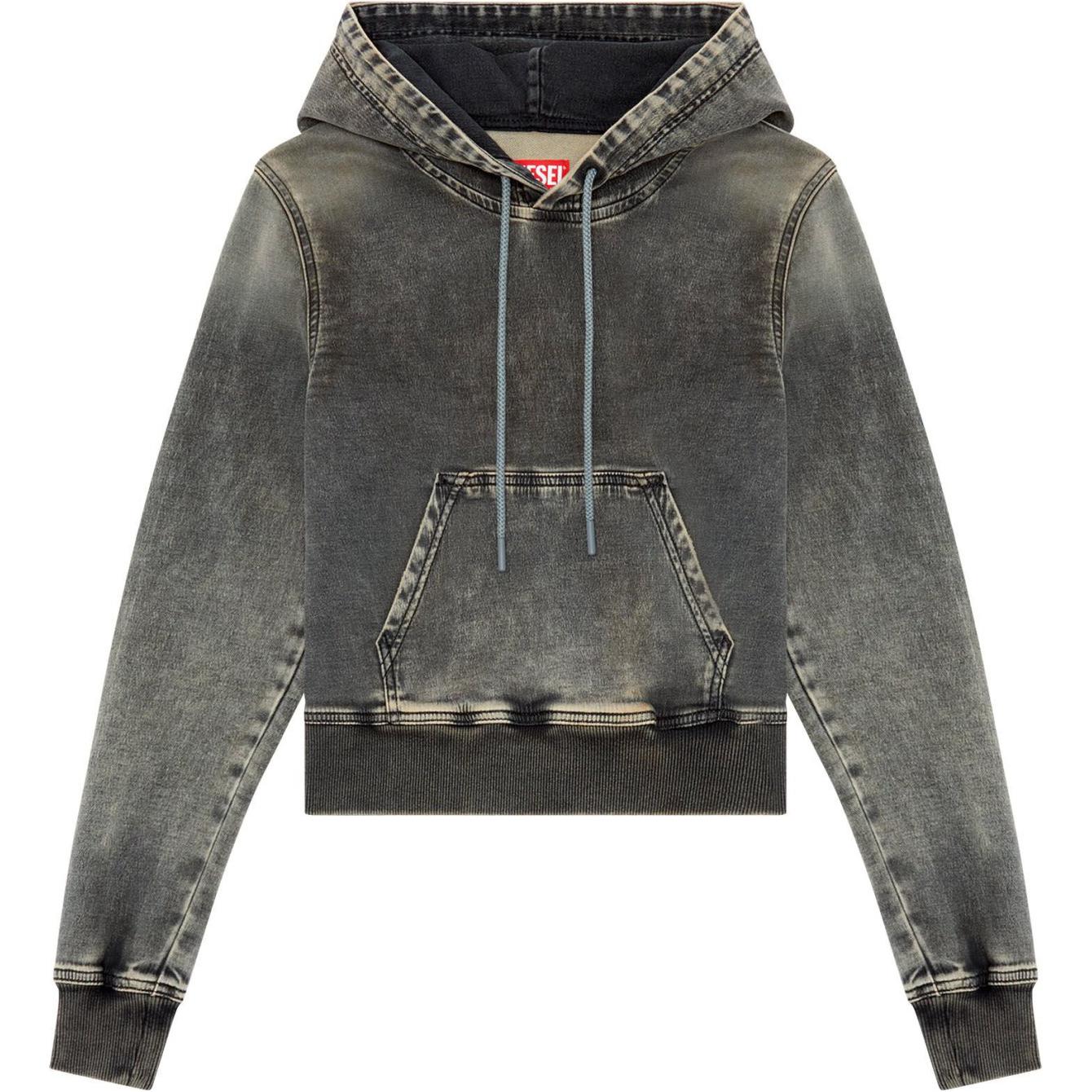 DIESEL Обрезанный денимовый худи D Angy Hood Track 'Black' — фото 3
