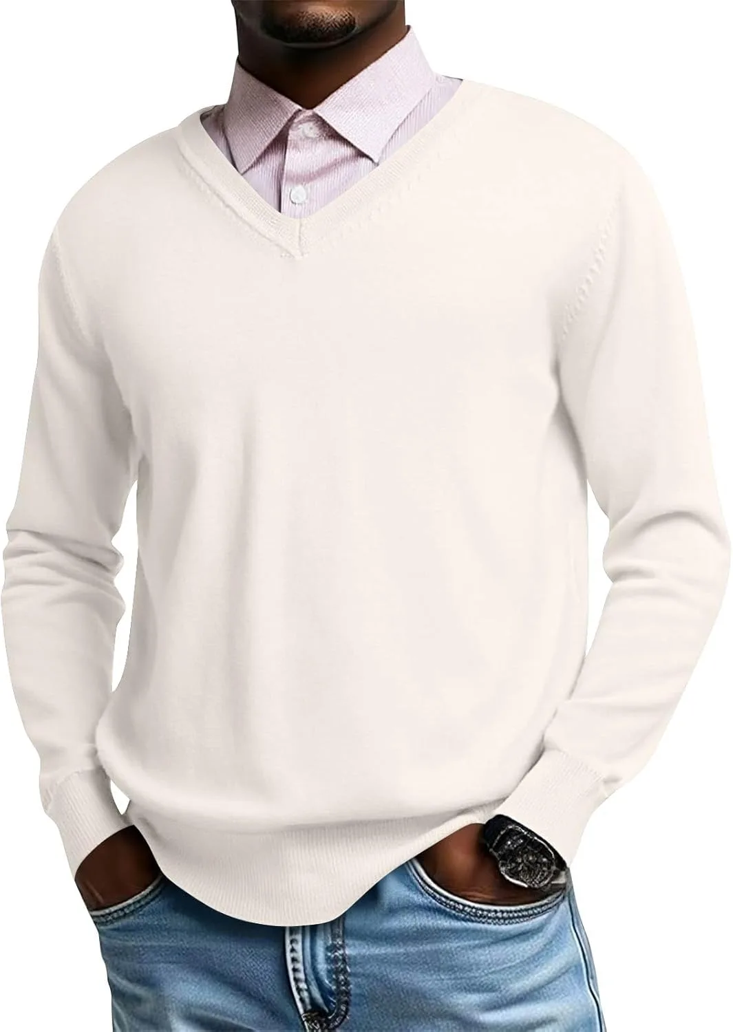 

Мужской свитер V-образным вырезом, теплый вязаный пуловер WANZZXCSL