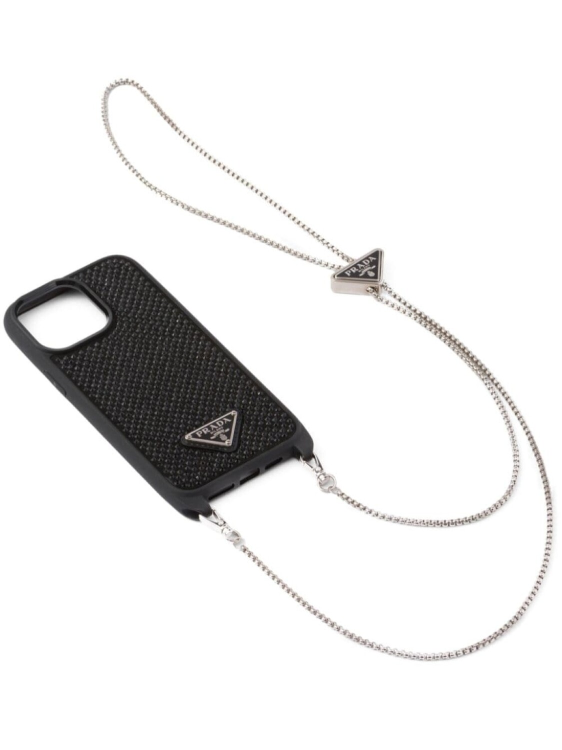 

Prada чехол для iPhone 14 Pro с кристаллами, черный