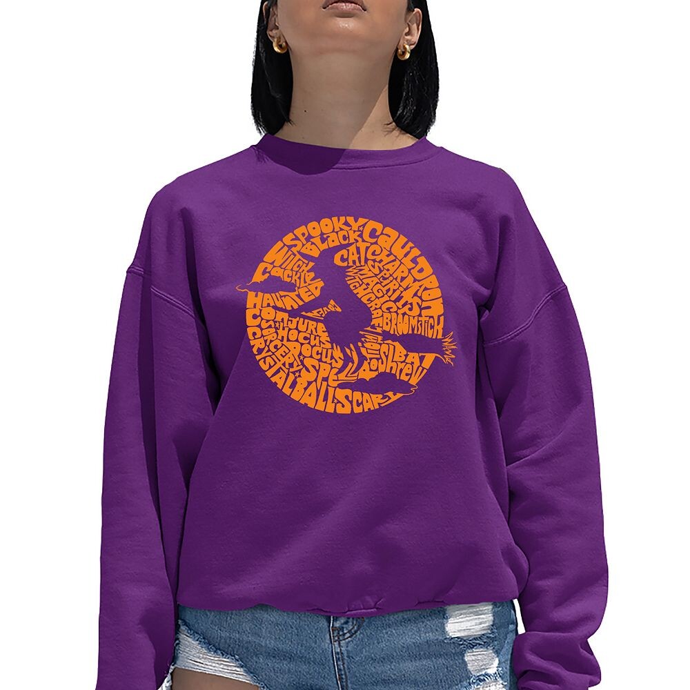 

Женский свитшот с круглым вырезом Word Art - Spooky Witch LA Pop Art, фиолетовый