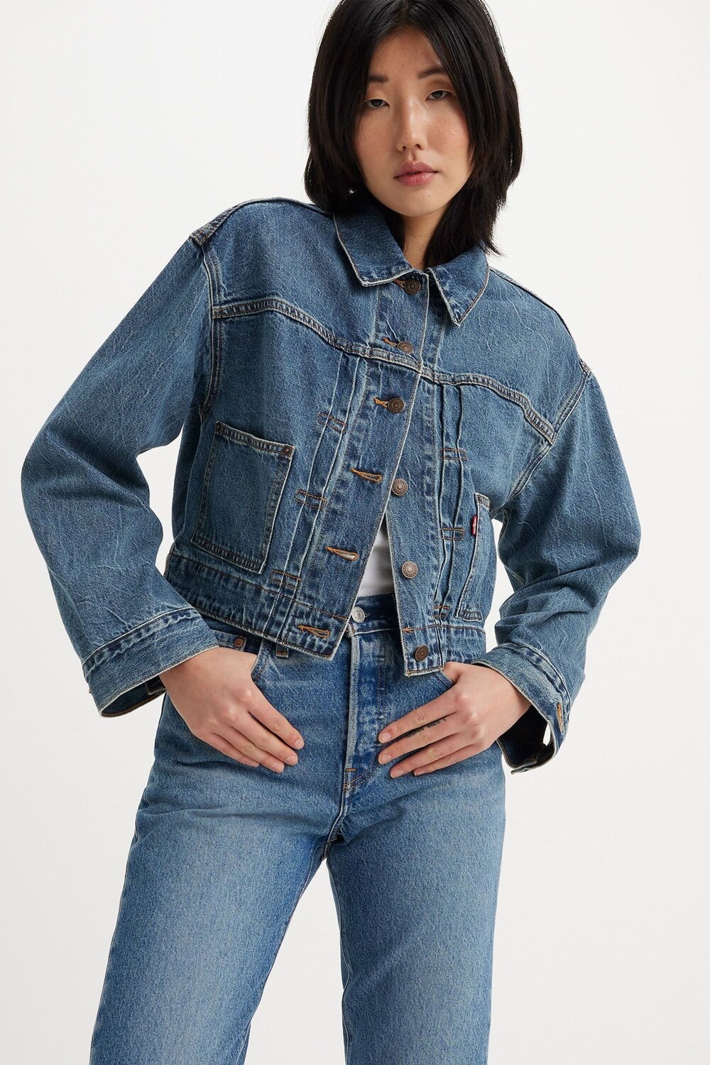 

Приталенная джинсовая куртка дальнобойщика в стиле 90-х Levi'S, мультиколор