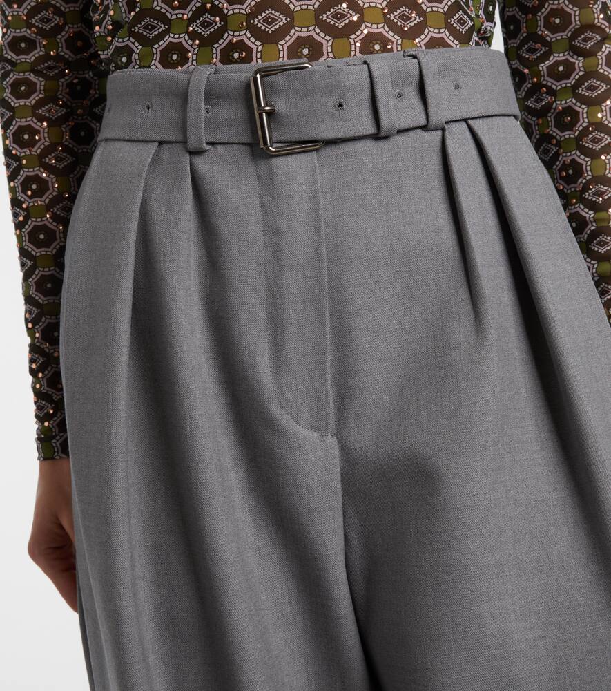 Широкие брюки с поясом из шерстяной смеси Dries Van Noten, Grey — фото 4