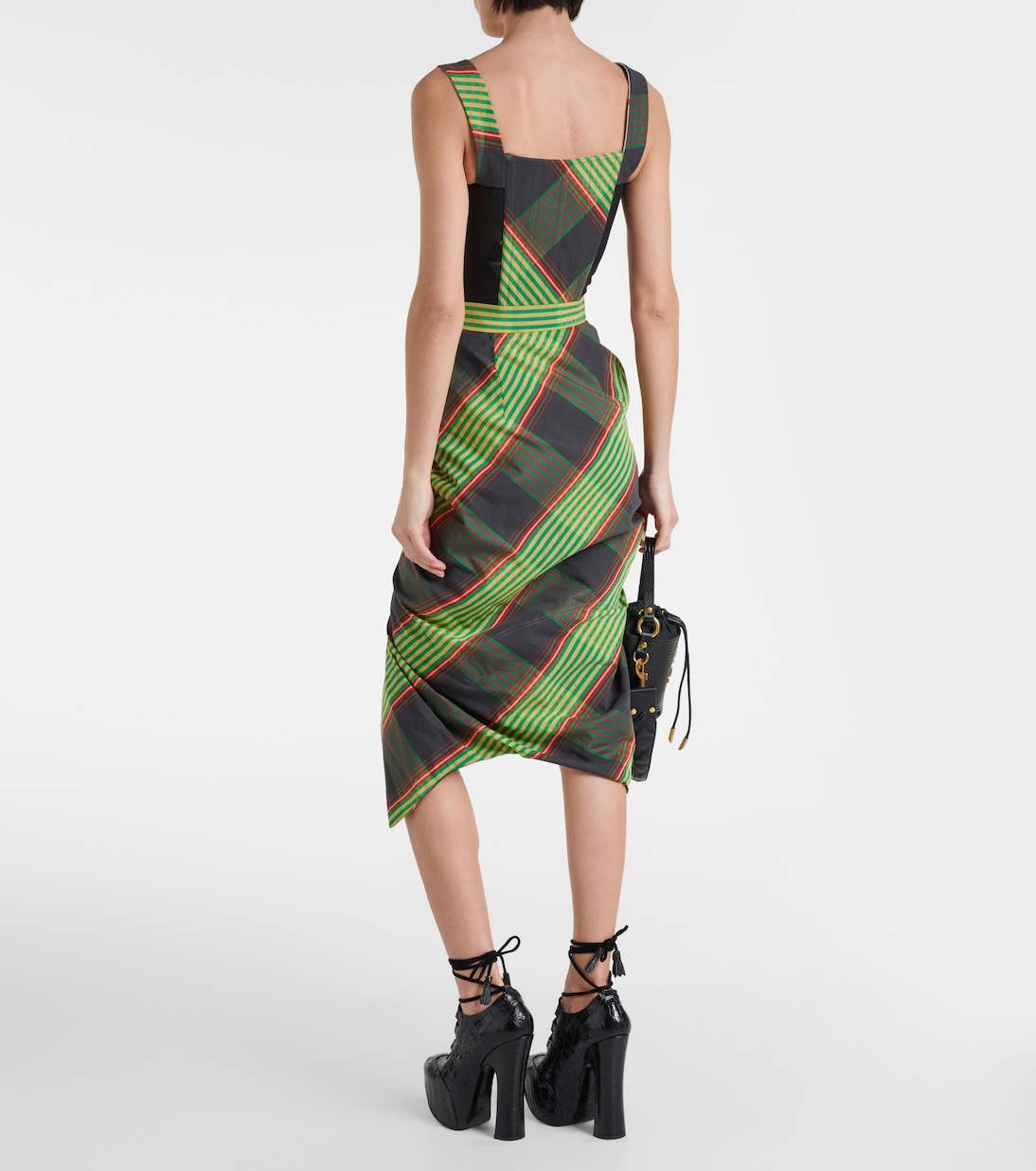 Юбка миди Side Panther из хлопка и льна Vivienne Westwood, Combat Tartan — фото 3