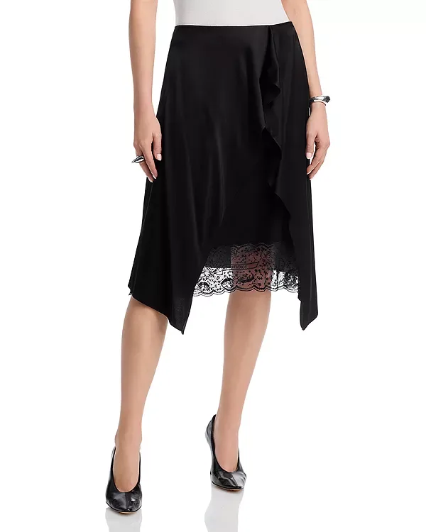 Многослойная атласная юбка Acne Studios, Black