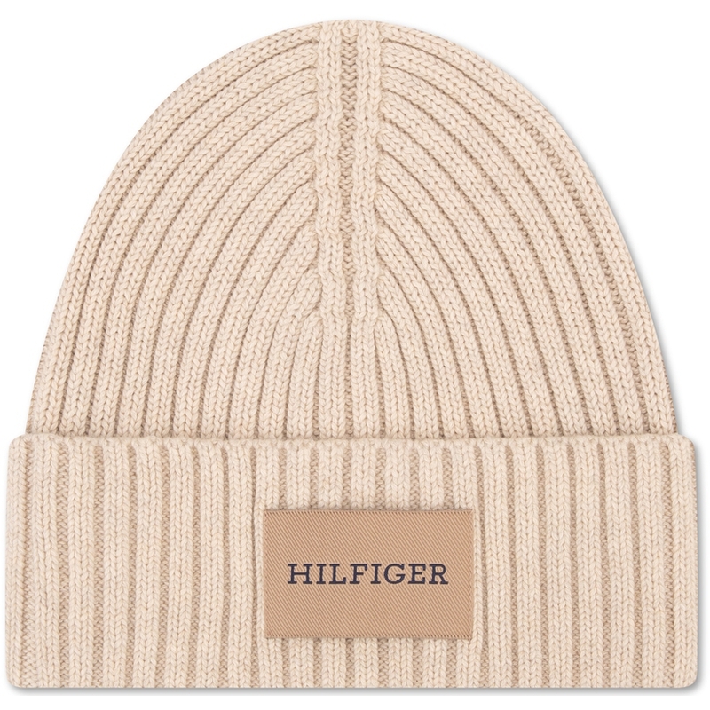 

Tommy Hilfiger Шерстяная вязаная шапка мужская, Ecru AEG