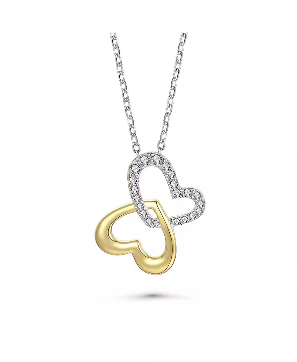 

Ожерелье с подвеской в виде бабочки в форме сердца из стерлингового серебра с покрытием из желтого золота 14 карат и кубическим цирконием Genevive, gold