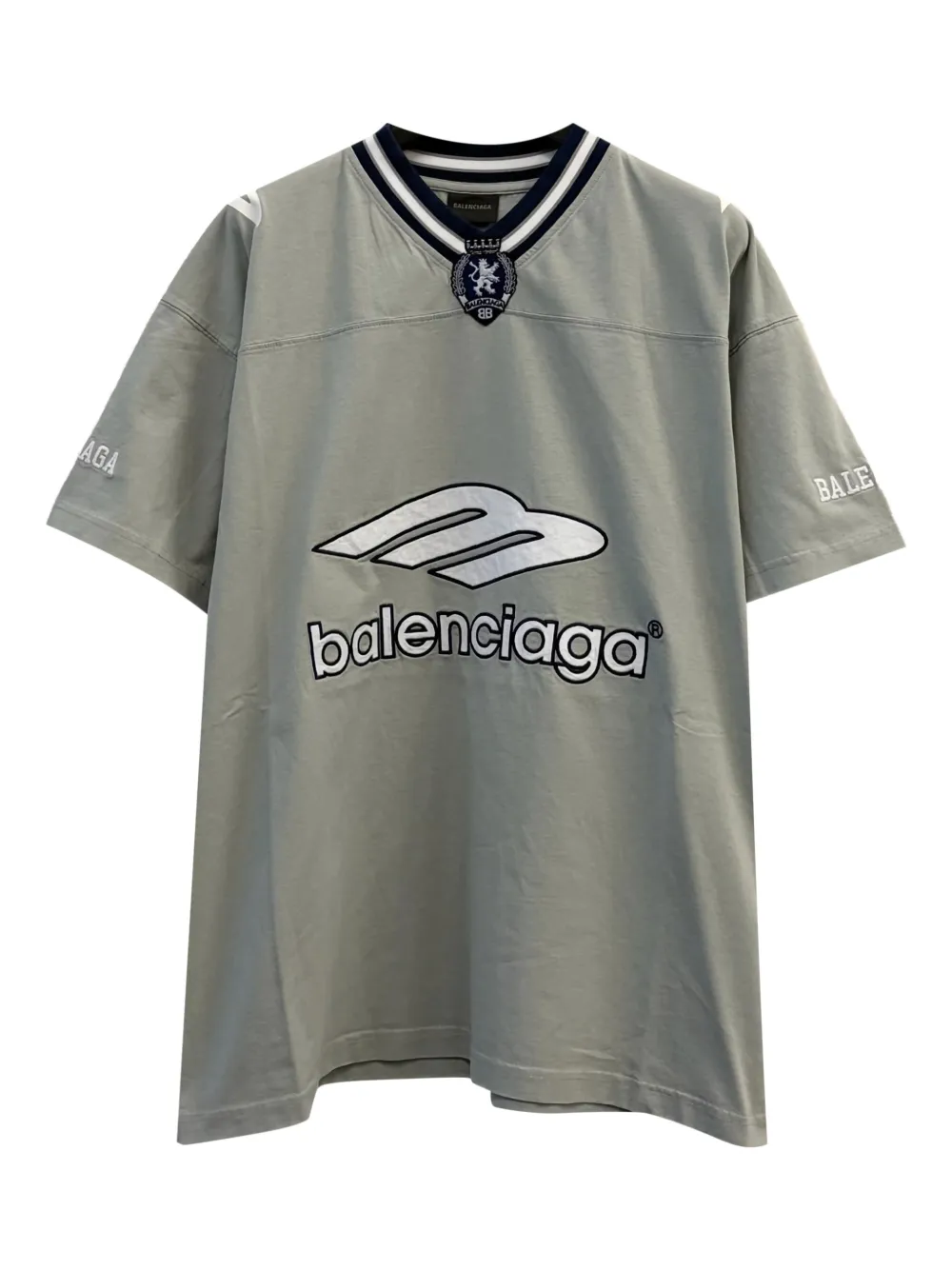

Футболка 3B Football с V-образным вырезом Balenciaga, серый