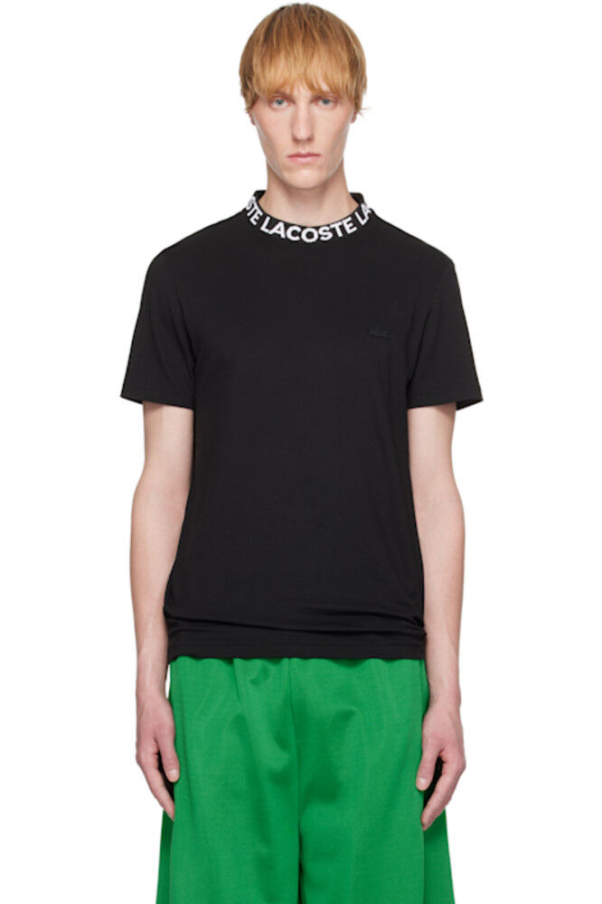 

Черная фирменная футболка пике Lacoste